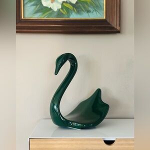 GREEN SALE 🍀 Dark green ceramic swan
